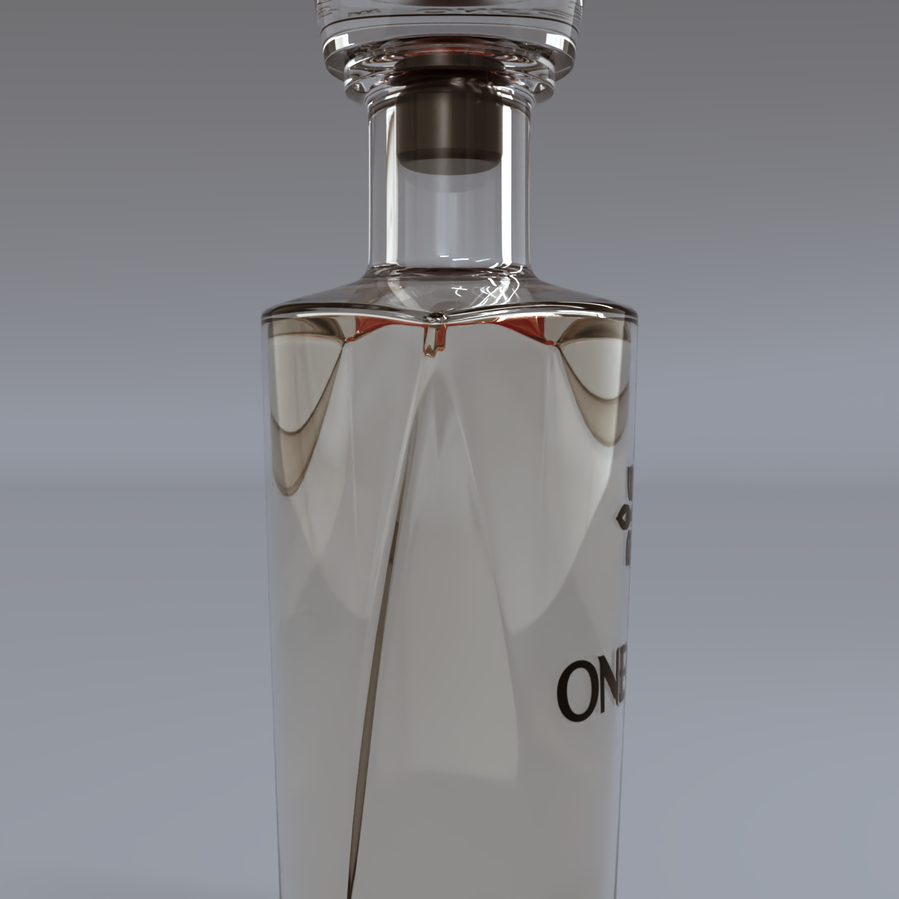 Side detail for crystal ONE OF US Mezcal bottle
